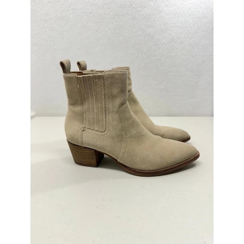 Madewell Tan Genuine Suede Leather Pointed Toe Chelsea Western Ankle Boots 8